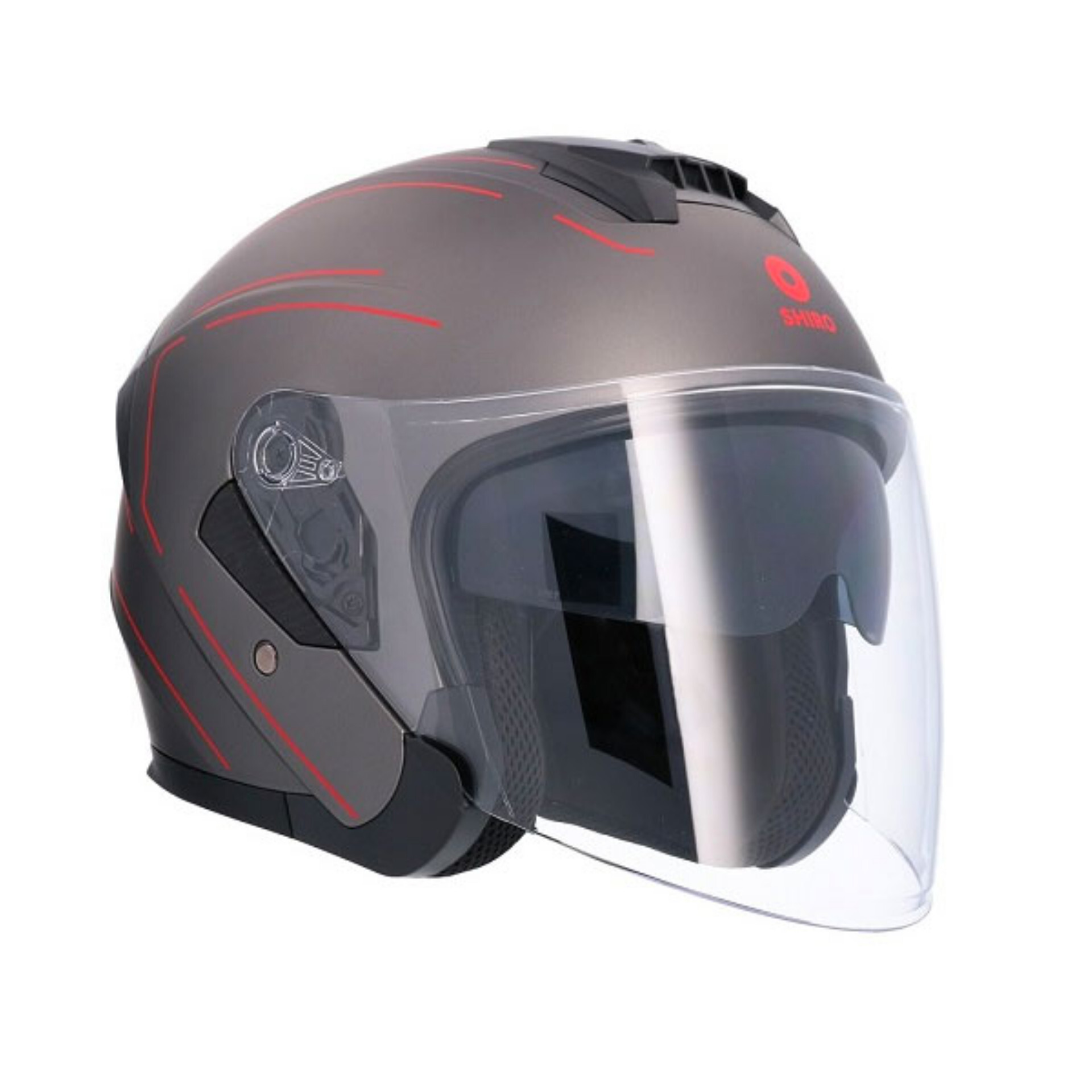 HJC casque intégral modulable en jet vintage FIBRE V90 moto scooter gris  métal